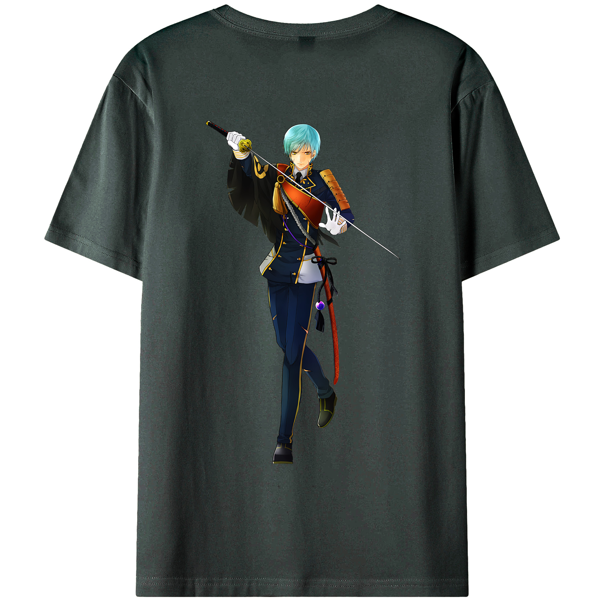 （画像用） 刀剣乱舞 Touken Ranbu 綿100％ メンズ半袖Tシャツ（バックプリント） 通気性